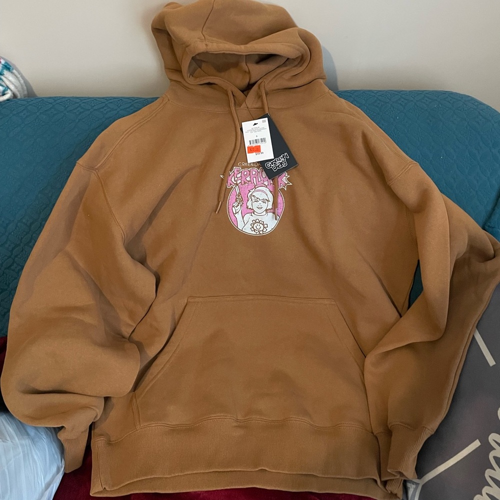 Green Day Brown Hoodie with Graphic Print